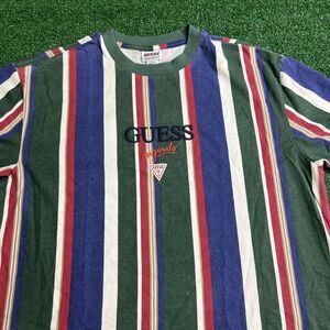GUESS Originals Bryson Vertical Multicolor Striped T-Shirt Mens Size Small